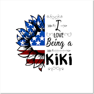 Vintage American Flag I Love Being A Kiki Happy Independence Day Posters and Art